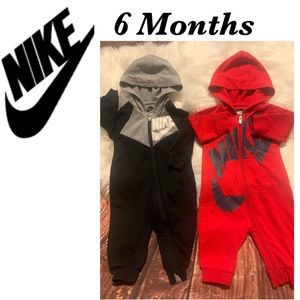 LIKE NÉW! 2 sets Nike infants zip up one piece hooded suit